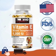 Vitamin E 1000 IU 120 Capsules Blended with D-Alpha Tocopherol Antioxidant myra e capsule