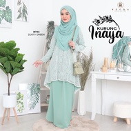 KURUNG INAYA Baju Kurung Moden Muslimah Lace Indonesia with Inner Lining dan Kain Batik Size S-2XL