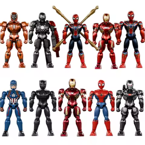 ZDTDS Avengers Iron Man Action Figures Assembly Spider Man MK29 MK36 MK46 War Machine Captain Americ
