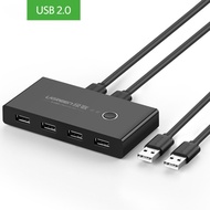 Ugreen KVM Switch Box 4 Hub USB 2.0 Switcher 2 PCs Sharing 4 Devices for Keyboard Mouse Printer Moni