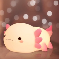 Ammonite Axolotl Gifts, Axolotl Night Light for Kids - Squishy Silicone LED Touch Cute Lamp, Xmas Bi