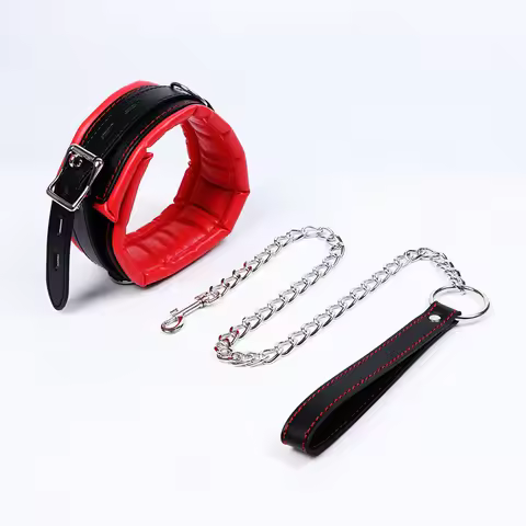 Bdsm Collar Leather And Iron Chain Link Sponge Filling Bdsm Slave Collars Women Installable Lock Bon