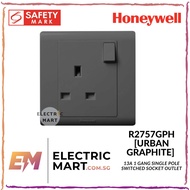Honeywell R-series R2757GPH 1 Gang 13A SP Switched Socket Outlet [URBAN GRAPHITE COLOUR] (HDB BTO Apartment House usage)