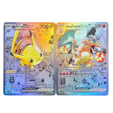 DIY PKM Card English Manga Charizard EX TCG Game Collection Card