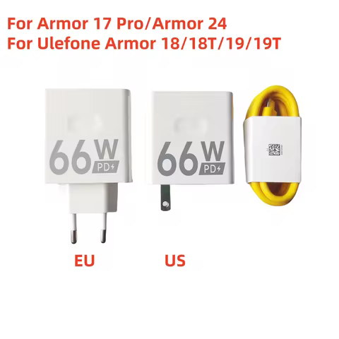 Original For Ulefone Armor 18 18T 19T 24 17 PRO Phone 66W PD US EU Plug Charger Power Adapter+11V 6A