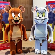 Kubrick Bear Tom Cat Jerry Mouse Cat and Mouse Flocking Violent Bear bearbrick 400% Figure Trendy Play Decoration Ornaments Building Block Bear Gift Giving