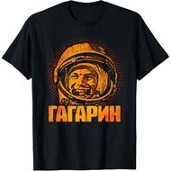 Men's cotton T-shirt Yuri Gagarin Astronaut Cosmonaut Soviet Union Space Cyrillic T-Shirt High quali