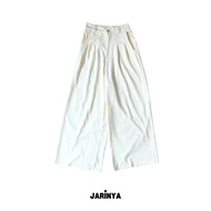 JARINYA (S-XL) กางเกงขากระบอกใหญ่แต่งจีบ เอวสูง ผ้านุ่มใส่สบาย
