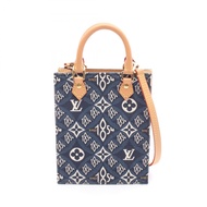 【二手】LOUIS VUITTONPetite Sac Plat 手提包 Since 1854 M80288 海軍藍帆布皮革 SINCE1854 Petite Sac Plat 女士