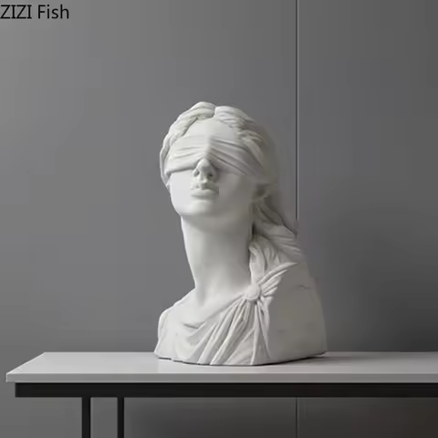 Goddess of Justice Themis Plaster Statue Desk Decoration Classical Artwork Half Body Characters Scul