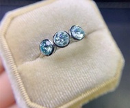 淺藍色莫桑石戒指，藍色莫桑石半永恆戒指