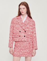 Sandro Red Cropped Tweed Set Jacket Skirt 小香風紅色套裝 外套短裙