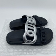 HERMES愛馬仕銀色豬鼻子拖鞋，38.5碼 🈚附件