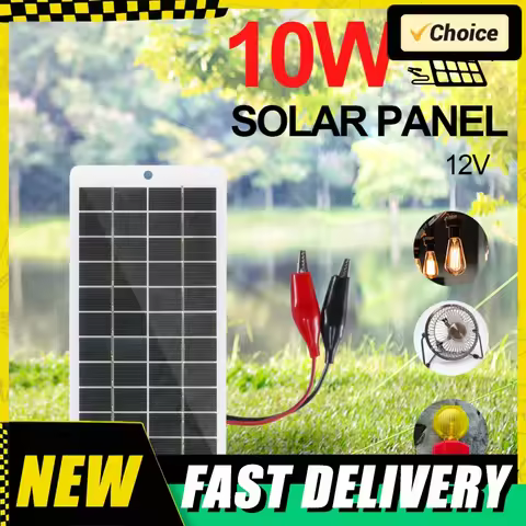 10W Solar Battery Charger with Carabiner 12V Cells Power Bank Polysilicon Solar Charger Plate Portab