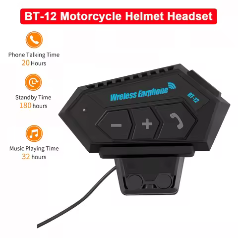Rechargeable Motorcycle Helmet Headset BT12 Wireless Bluetooth Motor Headphone Anti interference Mus
