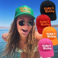 topi perempuan cap woman cute hat woman Amazon Take It Easy Trucker Hat Summer Beach Cowgirl Basebal