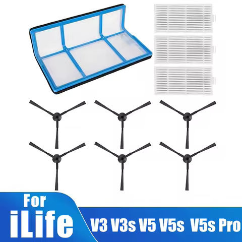 Replacement Parts For ILIFE V3 V3s V5 V5s Pro x5 V55 V50 Robotic Vacuum Cleaner, Hepa Filter Side Br