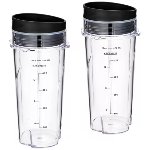 16Oz Replacement Cups for QB3001SS Fit Compact Personal Blender, with Lids- 2 Pack-A09G