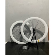 A pair of Wheelset fixie bicycle rims single speed Alloy 60mm 700c white Doltrap torpedo fixie acces