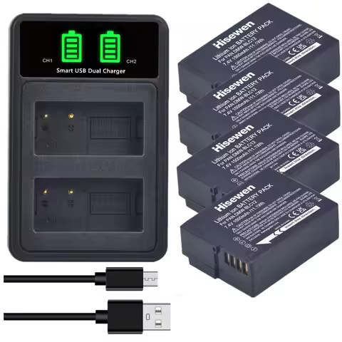 DMW-BLC12 BLC12E Battery+LED USB Dual Charger Type C Port for Panasonic Lumix FZ1000 FZ200 FZ300 DMC