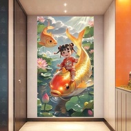 Fully Embroidered Painting of a Fairy Riding a Carp Size 50x80cm Unembroidered Painting Without Fram