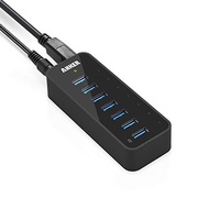 Anker 7-Port USB 3.0 Data Hub with 36W Power Adapter and BC 1.2 Charging Port for iPhone 7/6s Plus iPad Air 2 Galaxy S Series Note Series Mac PC USB Flash Drives and More