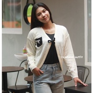 Casia Korean Fashion Women's Pocket Ribbon Knit Cardigan - Knitwear, Clothes