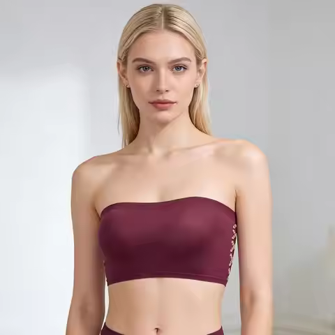 Wireless Push-up Bra Strapless Padded Bandeau Bra Wireless Push-up Bralette Non-slip Lace Back Tube 