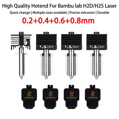 Nozzle Replaceabl Hotend For Bambu Lab H2D/H2S/H2C Hotend Hardened steel 0.2/0.4/0.6/0.8 Hotend For 