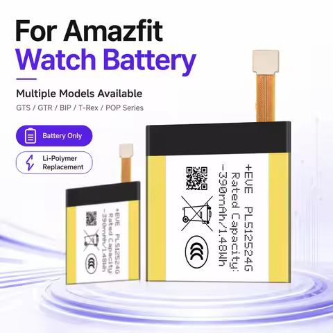 Rechargeable Li-Polymer Watch Battery for Huami Amazfit GTS GTR POP BIP T-Rex Stratos Ares Replaceme