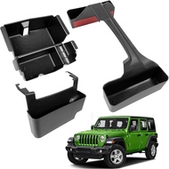 3PCS Center Console Organizer Combo Kit Compatible with 2018-2025 Jeep Wangler JL JLU 4XE Rubicon Sa