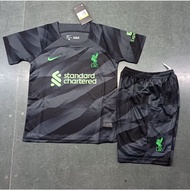 23-24 Kids Liverpool goalkeeper black shirt football jersey set qst