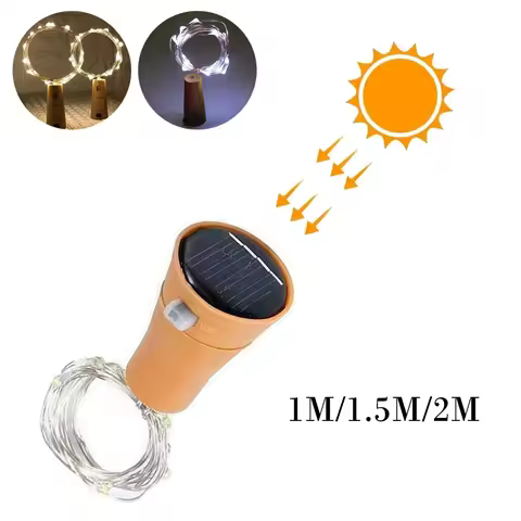 1m/1.5m/2m Led String Light Bottle Cork Solar Lamp Cool White Lights Copper Festoon Waterproof Outdo