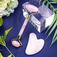 天然水晶玉石美容滾輪按摩棒+刮痧板/眼臉部穴道按摩器/瘦臉神器