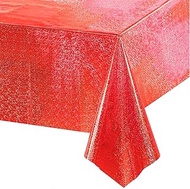 Christmas Party Tablecloth Red Glitter 1 Piece - Birthday Tablecloths Foil Plastic Disposable Party 