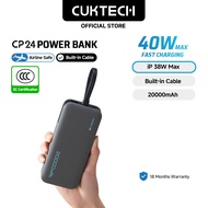 【3C  Certification】CUKTECH 20000mAh 40W Fast Charging Built-in Cable Powerbank iP 38W Max Xiaomi 33W