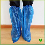 Gw ถุงครอบรองเท้ากันฝน ถุงพลาสติกยาว ถุงพลาสติกกันลื่น สำหรับสวมรองเท้า (พร้อมส่ง) ถุงคลุมรองเท้า  Disposable foot cover