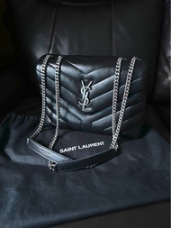 正品YSL loulou small leather Chain Bag 黑銀鏈袋 包包 長興款