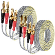 Mygatti 2 Pack 16/2 Speaker Flat Wire Cable with Banana Tip Plugs 6 FT, UL CL3 Rated, 16 Gauge AWG W