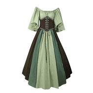 NEW New Medieval Costume for Women Halloween Corset Gothic Renaissance Dress Plus Size Flare Sleeve 
