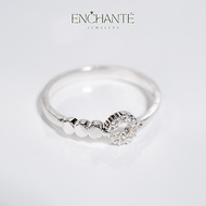 Enchanté women's round cotton silver ring encrusted with sparkling stones Enchanté Jewelers DC1010