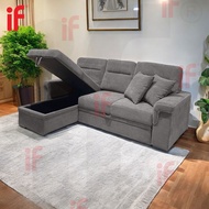 IF Mona 7.5FT 3 Seater Sofa L Shape Sofa with Multifunctional Sofa Bed Storage Box