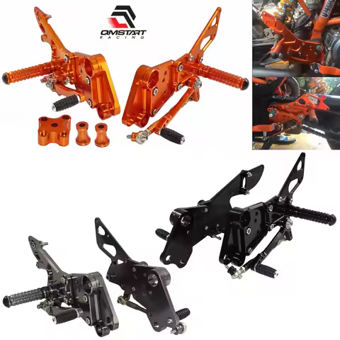 QMSTART Racing Adjustable Rearset Footrests Foot Rest Pegs Rear Set For KTM Duke 125 200 390 Duke125