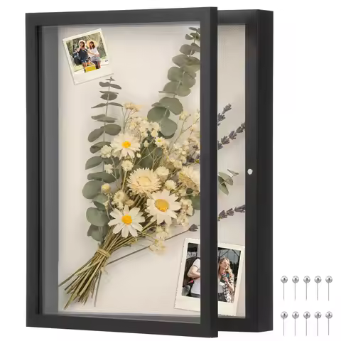 Wood Memorabilia Memory Box Front Open Magnetic Shadow Display Case for 3D Itme Photo Keepsake Memor