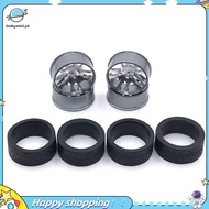 【ouwym9al】Metal Wheel Rim Rubber Tire Set for 284131 K969 K989 P929 Mini-Z Mini-Q Mini-D IW04M 1/28 