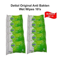 Dettol Original Anti Bakten Wet Wipes 10'S (Bundle Of 10)