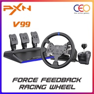 PXN V99 Force Feedback Gaming Steering Wheel Racing Simulator with Hall Magnetic 3 Pedal and Manual 