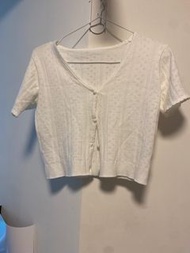 日牌 GRL 白色短袖針織衫 外搭 小外套 短袖 針織