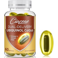 Ubiquinol CoQ10 600 MG Softgels with Omega-3 & Shilajit & PQQ, Advanced Dual-Delivery Coenzyme-Q10, 