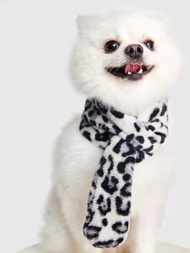 ROMWE 灰色的豹紋印花毛絨保暖秋天和冬天圍巾適用於寵物貓和小狗1片